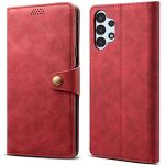 Rote Samsung Galaxy A13 Hüllen Art: Flip Cases aus Leder mit Ständer 