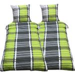 Grüne Gestreifte Leonado Vicenti Bettwäsche Sets & Bettwäsche Garnituren mit Reißverschluss aus Seersucker maschinenwaschbar 135x200 