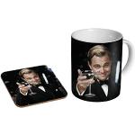 Leonardo Dicaprio Gatsby Cheers Keramik-Kaffeetasse + Untersetzer, Geschenkset