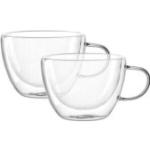 Moderne LEONARDO Teetassen Sets 360 ml aus Glas doppelwandig 2-teilig 