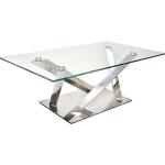 Silberne Moderne Leonique Rechteckige Couchtische & Wohnzimmertische aus Glas Breite 100-150cm, Höhe 50-100cm, Tiefe 100-150cm 
