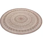Leonique Teppich Sia, rund, Höhe: 3 mm, Mandala Teppich, Boho, wetterfest & UV-beständig, besonders flach, beige|braun, hellbraun/creme