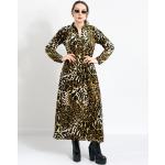 Animal-Print Vintage Langärmelige Maxi Samtkleider mit Leopard-Motiv aus Samt für Damen Größe XXL 