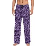 Leopardenmuster Weiß Herren Pyjamahose Loungehose Pyjamahose mit Taschen S, Neon Purple Pink Leopard Pattern, Large