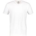 Weiße Unifarbene Kurzärmelige Lerros V-Ausschnitt T-Shirts aus Baumwolle für Herren Größe 3 XL 