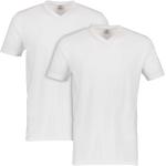 Weiße Unifarbene Casual Lerros V-Ausschnitt T-Shirts für Herren Größe M 2-teilig 