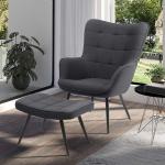 Dunkelgraue Skandinavische Möbel Exclusive Relaxsessel mit Hocker aus Stoff Breite 50-100cm, Höhe 50-100cm, Tiefe 50-100cm 