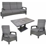 Reduzierte Moderne Lesli Living Lounge Gartenmöbel & Loungemöbel Outdoor aus Polyrattan 4-teilig 3 Personen 