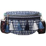 Bunte Boho Damenbauchtaschen & Damenhüfttaschen mit Fransen mit Reißverschluss aus Stoff klein 