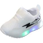 Weiße LED Schuhe & Blink Schuhe mit Glitzer mit Klettverschluss rutschfest für Kinder Größe 23 für den für den Sommer 