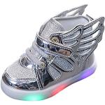 Weiße Vegane LED Schuhe & Blink Schuhe mit Klettverschluss aus Veloursleder rutschfest für Kinder Größe 27 für den für den Sommer 