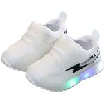 Weiße LED Schuhe & Blink Schuhe mit Klettverschluss aus Leder rutschfest für Kinder Größe 25 für den für den Sommer 