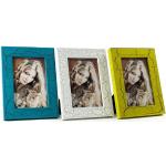 Levandeo® Bilderrahmen, 3er Set Bilderrahmen Shabby blau, weiß und gelb grün Portraitrahmen
