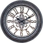 levandeo Wanduhr 40x40cm Ornamente Schwarz Kupfer Shabby Chic Vintage Uhr Deko Industrial Wanddeko
