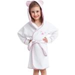 Weiße Midi Kinderbademäntel mit Kapuze aus Baumwolle für Mädchen Größe 110 