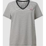 Schwarze Gestreifte LEVI'S V-Ausschnitt T-Shirts aus Baumwolle für Damen Größe 3 XL Große Größen 
