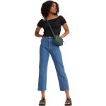 Blaue LEVI'S Bio Straight Leg Jeans aus Leder für Damen Größe XXL Weite 25 