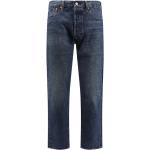 Reduzierte Blaue Bestickte LEVI'S 501 Straight Jeans mit Stickerei aus Denim für Herren 