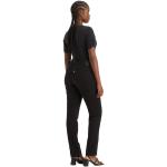 Schwarze LEVI'S Slim Fit Jeans mit Reißverschluss aus Denim für Damen Weite 28 