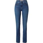 Indigofarbene LEVI'S Straight Leg Jeans mit Reißverschluss aus Denim für Damen Weite 27, Länge 28 