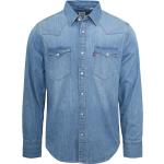 Blaue Unifarbene LEVI'S Barstow Herrenjeanshemden aus Denim Größe XL 