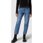 Blaue LEVI'S Straight Leg Jeans mit Reißverschluss aus Baumwolle für Damen Weite 29, Länge 30 
