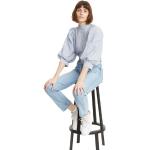 Blaue LEVI'S 501 Crop Ankle-Jeans aus Leder für Damen Größe XXL Weite 28 