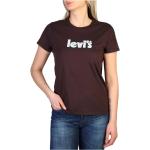 Reduzierte Braune Kurzärmelige LEVI'S Rundhals-Ausschnitt T-Shirts aus Baumwolle für Damen Größe XS 