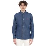 Reduzierte Blaue LEVI'S Button Down Kragen Herrenjeanshemden mit Knopf aus Baumwolle enganliegend Größe M für den für den Sommer 