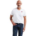 Weiße LEVI'S V-Ausschnitt T-Shirts aus Jersey für Herren Größe L 