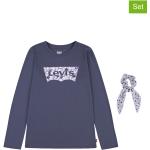 Reduzierte Blaue Blumenmuster Langärmelige LEVI'S Rundhals-Ausschnitt Printed Shirts für Kinder & Druck-Shirts für Kinder für Mädchen Größe 140 