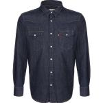 Reduzierte Blaue Langärmelige LEVI'S Barstow Herrenlangarmhemden mit Knopf aus Baumwolle Größe XXL 