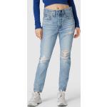 Reduzierte Hellblaue LEVI'S Slim Fit Jeans mit Reißverschluss aus Baumwolle für Damen Größe XXL Weite 27, Länge 28 