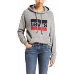 Graue Nachhaltige LEVI'S Rundhals-Ausschnitt Damensweatshirts aus Frottee mit Kapuze Größe XL - versandkostenfrei 