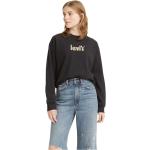 Schwarze LEVI'S Rundhals-Ausschnitt Damensweatshirts aus Fleece Größe XS für den für den Herbst 