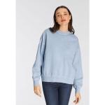 Hellblaue Unifarbene Casual Langärmelige LEVI'S Rundhals-Ausschnitt Damensweatshirts aus Baumwolle Größe XS 