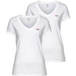 Reduzierte Weiße LEVI'S V-Ausschnitt T-Shirts aus Jersey für Damen Größe XS 