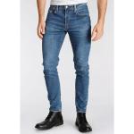 Indigofarbene Unifarbene LEVI'S 512 Slim Fit Jeans mit Reißverschluss aus Denim für Herren Größe M 
