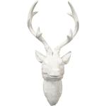 Weiße Landhausstil Hirschköpfe mit Hirsch-Motiv glänzend aus Kunststoff 