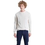 Reduzierte Weiße Langärmelige Rundhals-Ausschnitt Kaschmir-Pullover aus Wolle für Herren Größe XS 