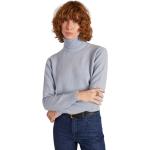 Reduzierte Blaue Elegante Rollkragen Kaschmir-Pullover aus Wolle enganliegend für Damen Größe S 