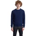 Reduzierte Blaue Elegante Rundhals-Ausschnitt Kaschmir-Pullover aus Wolle für Herren Größe XXL 