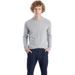 Reduzierte Graue Elegante Rundhals-Ausschnitt Kaschmir-Pullover aus Wolle für Herren Größe L 