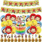 LGQHCE Curious George Geburtstag Deko AFFE Party Dekoration Luftballons Set Curious George Geburtstagsfeier Ballons Cake Topper Banner für Kinder Geburtstagsdeko Party Supplies