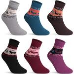 Reduzierte Bunte Vintage Thermo-Socken aus Wolle für Damen Größe 39 Weihnachten für den für den Winter 