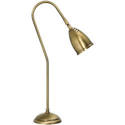 Licht-Erlebnisse Nachttischlampe »STOCCOLMA«, Tischlampe aus Messing bronziert E27 Schreibtisch Wohnzimmer, braun