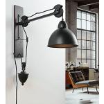 Schwarze Industrial licht-erlebnisse Runde Wandleuchten mit Schalter aus Holz E14 