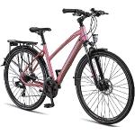 Licorne Bike Premium Touring Trekking Bike in 28 Zoll Aluminium Scheibenbremse Fahrrad für Jungen, Mädchen, Damen und Herren - 21 Gang-Schaltung - Mountainbike - Crossbike (Damen, Rosa)