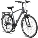 Licorne Bike Premium Trekking Bike in 28 Zoll - Fahrrad für Herren, Jungen, Damen und Herren - 21 Gang-Schaltung - Herren Citybike - Männerfahrrad - Life M-V-ATB - Grau/Schwarz