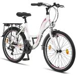 Licorne Bike Stella Premium City Bike in 24,26 und 28 Zoll - Fahrrad für Mädchen, Jungen, Herren und Damen - 21 Gang-Schaltung - Hollandfahrrad Citybike (Weiss, 24.00)
